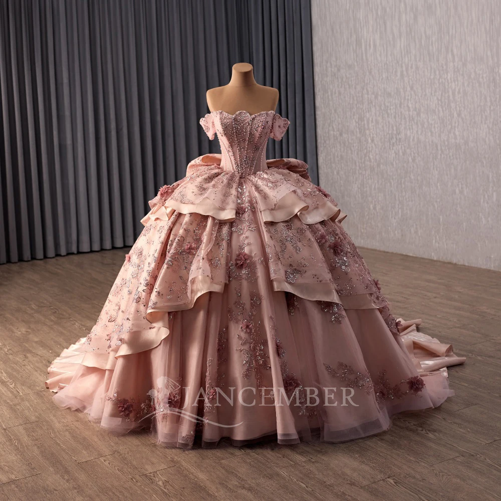 

Pretty Ball Gown Quinceanera Dresses for Girl Court Train Ruffles Prom Dresses Tiered Customized فساتين للمناسبا