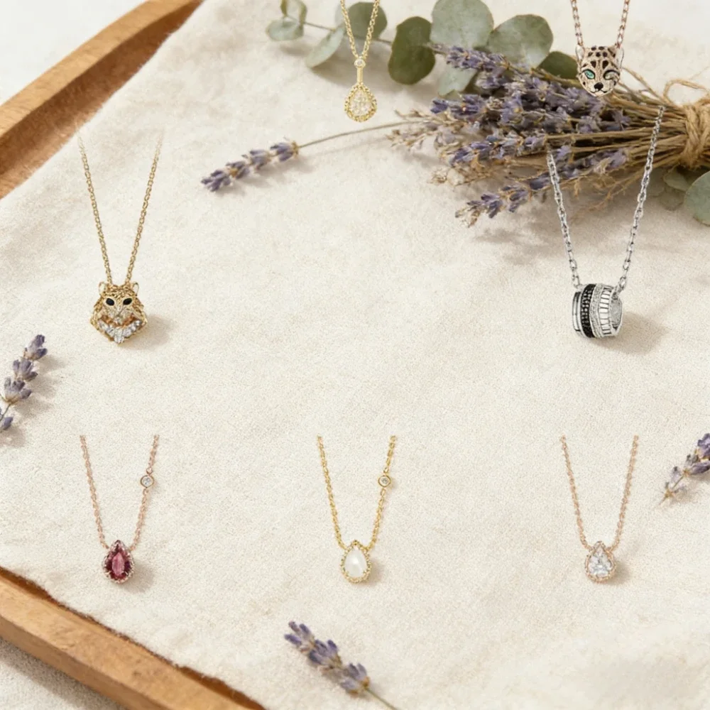 

2025 Trendy Jewelry Elegant Noble Zircon Necklace Women's Pendant Multiple Choices Must-have for Daily Gatherings