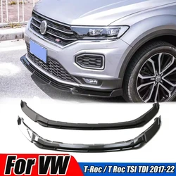 Car Front Bumper Lower Lip Spoiler For VW T-Roc / T Roc TSI TDI 2017-2022 Air Splitter Separator Cap Protection Cover Body Kits