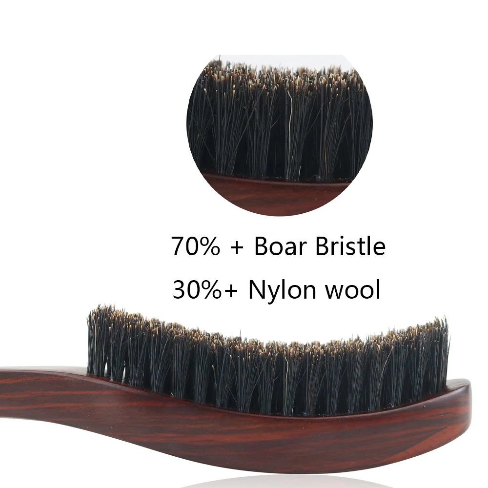 MAIZIUP Wood Handle Boar Bristle Cleaning Brush Hairdressing Men Beard Brush Anti Static Barber Hair Styling Comb Shaving Tools