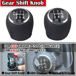 High quality 5/6-Speed Gear Shift Knob For Fiat Grande Punto 2006-2012 Linea 2007-2015 MT Leather Shifter Lever Arm Headball