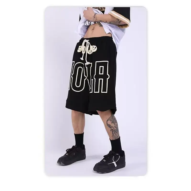 Fitness running shorts, male brothers basketball clothes, loose knit solid color summer sports capris