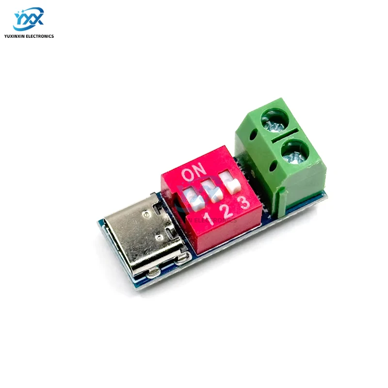 1 peça pdink pd gatilho qc pd placa de teste de carregamento rápido tensão ajustável 5 ~ 20v ajuste de interruptor dip