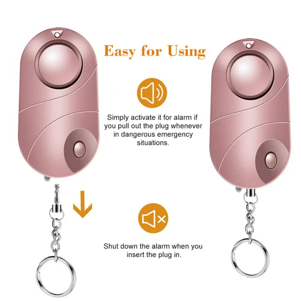 Self Defense Alarm With LED Flashlight 120-130dB Safe Scream Loud Mini Emergency Security Alert Keychain Girl Kid Women Protect