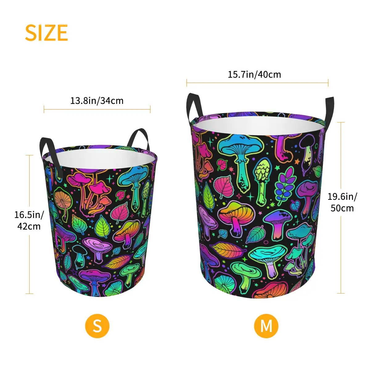 Psychedelic Magic Rainbow Mushrooms Trippy Mushroom Foldable Laundry Baskets Dirty Clothes Toys Sundries Storage Basket For Home