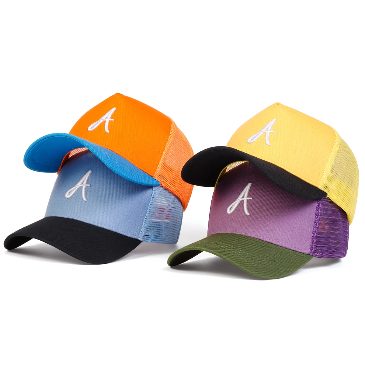 Unisex Personality A Letter Embroidery Baseball Net Caps Spring and Summer Outdoor Adjustable Casual Hats Sunscreen Hat