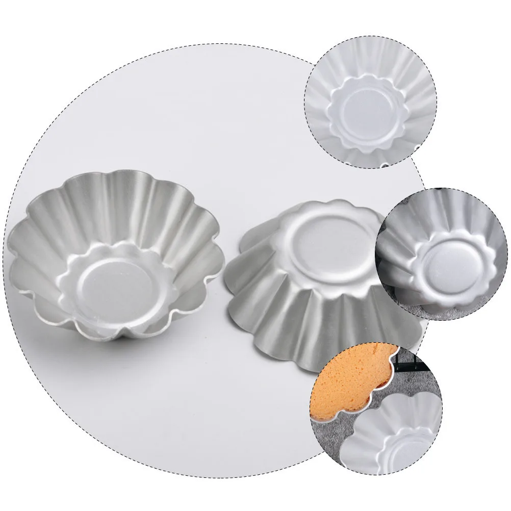 

6pcs Flower Shape Cake Mold Reusable Non-Stick Metal Tartlet Baking Molds For Egg Tarts Cupcakes Muffins Bakeware Oven Safe