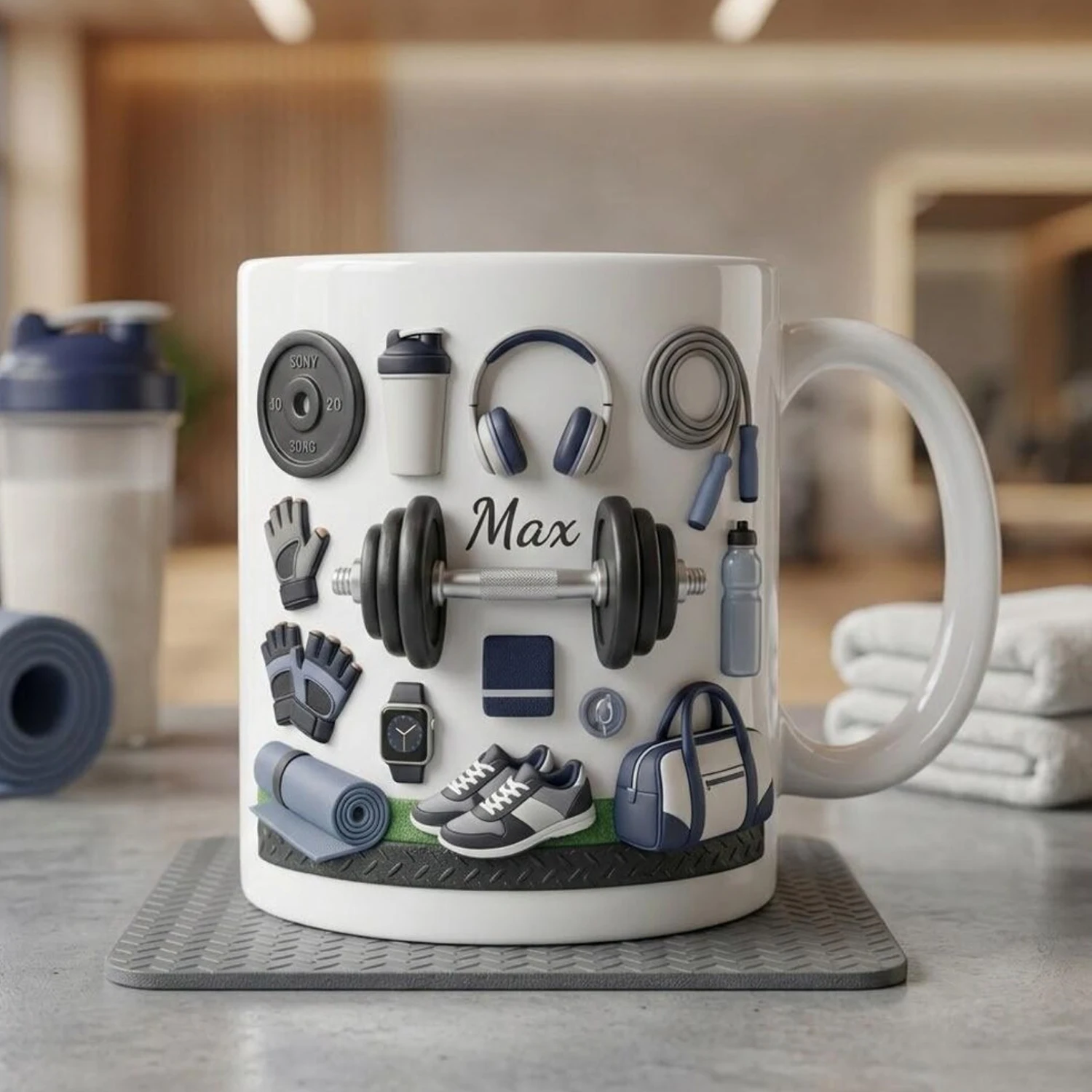Tasses en céramique personnalisées pour le fitness - Grande capacité, résistantes à la chaleur, personnalisables avec des slogans d'entraînement et des logos de marque