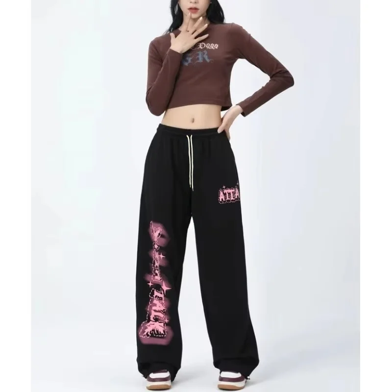 Fashion Graffiti Letter Design Women Kids Pants High Waist Y2K Streetwear All-match Sweatpants Women Hip-hop Drawstring Trousers