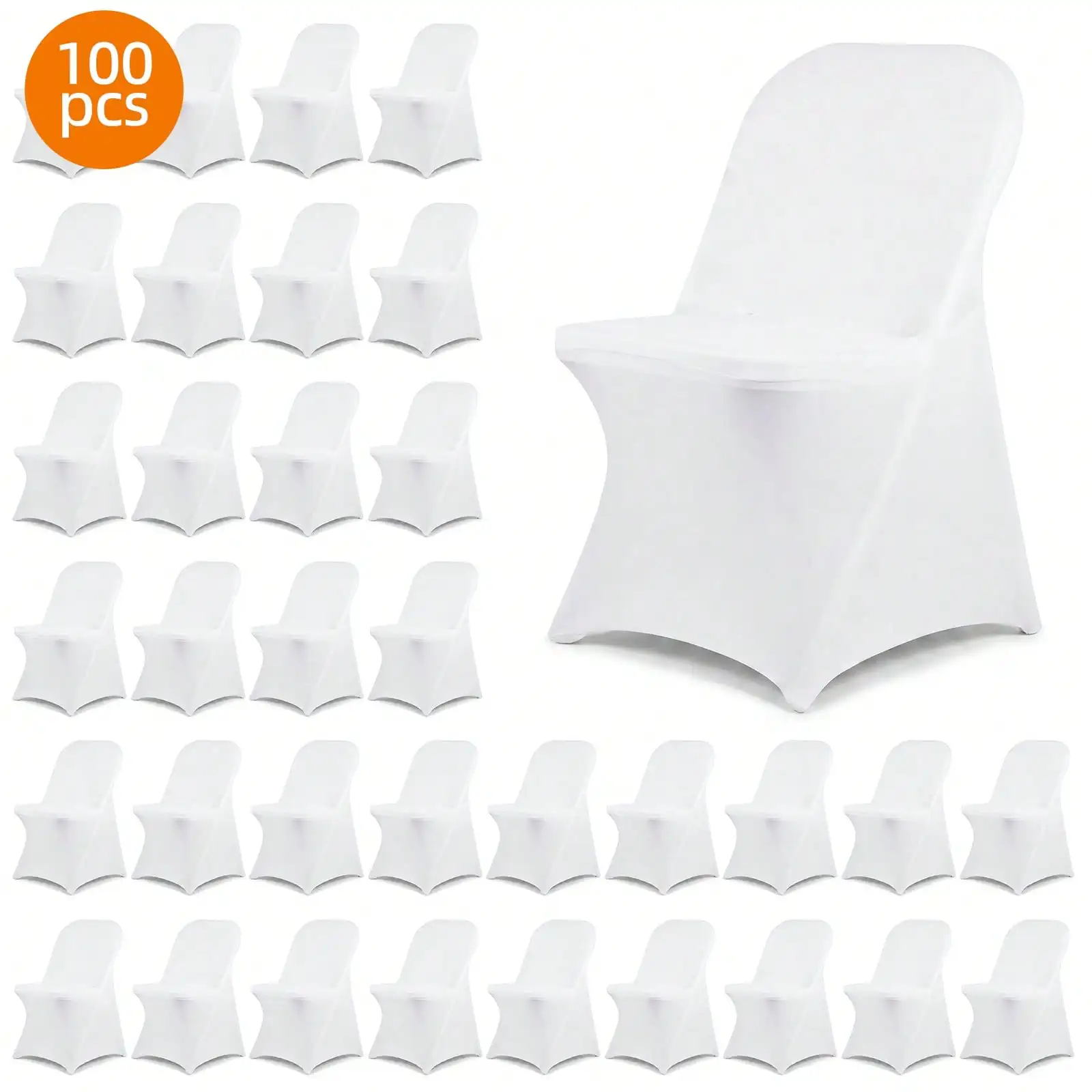 Tomnk 36/55/72/100pcs Spandex Stretch Folding Chair Covers - Universal Fitted Washable Slipcovers For Dining, Party, Wedding, Banquet & Thanksgiving, Mother's Day Decoration