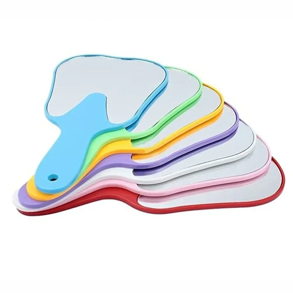 

1 Pieces Tooth Shaped Handheld Mirror Cute Makeup Mirror Hand Held Plastic Dental Mirrors with Handle Colorful