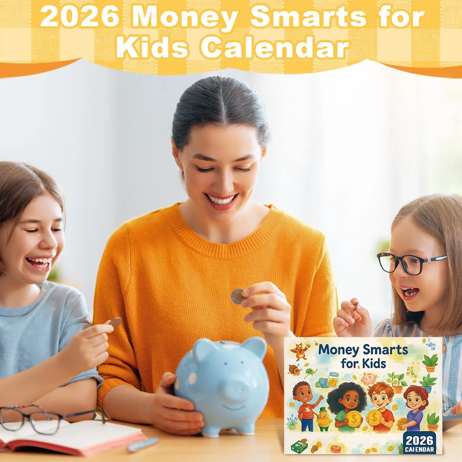 2026 Calendario per bambini Aula Calendario dei soldi per bambini Planner interattivo dei cartoni animati per l'aula scolastica Camera da letto Soggiorno