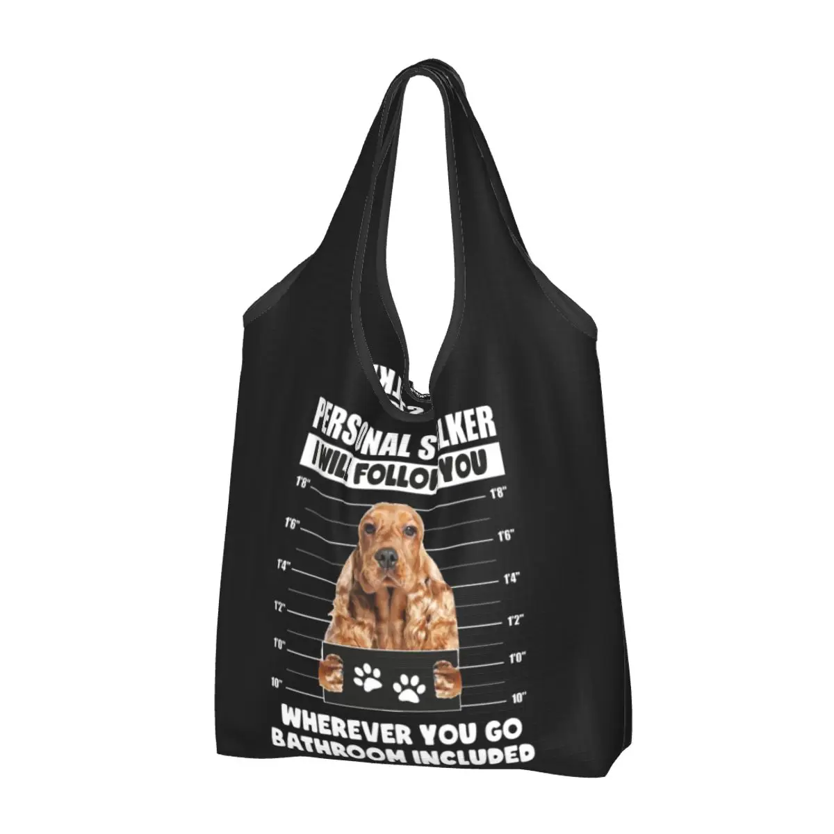 Personal Stalker Dog,English Cocker Spaniel Portable Tote Shopping Bags Reusable Shopper Bag Grocery Handbag Shoulder Bag