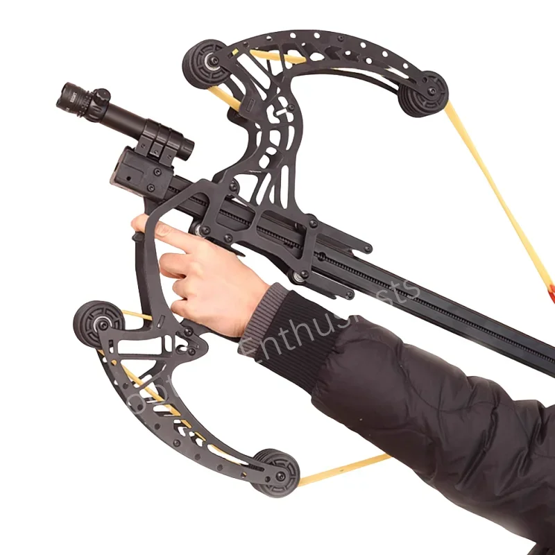 Outdoor Shooting Composite Bow All Metal Strong Shooting Hunting Steel Ball Archery Dual-use Pulley Slingshot Set