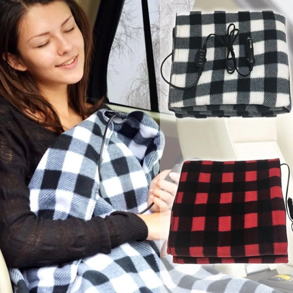 12V Car Heating Blanket Winter Heated 145X100cm Lattice Energy Saving Warm Auto Electrical Blanket For Car Constant Temperature