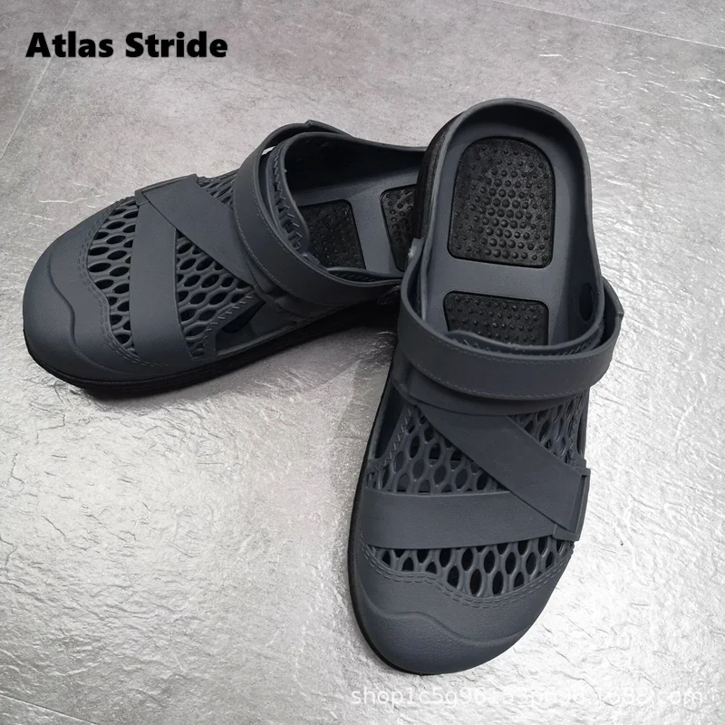 Men's Black Mesh Slingback Sandals Adjustable Strap Breathable Anti-Skid Lightweight Quick-Dry for Casual Outdoor Summer Shoes