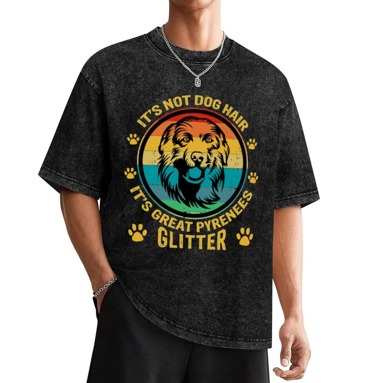 

Glitter Great Pyrenees Dog Hair Love T-Shirt heavyweights anime clothes men t shirt