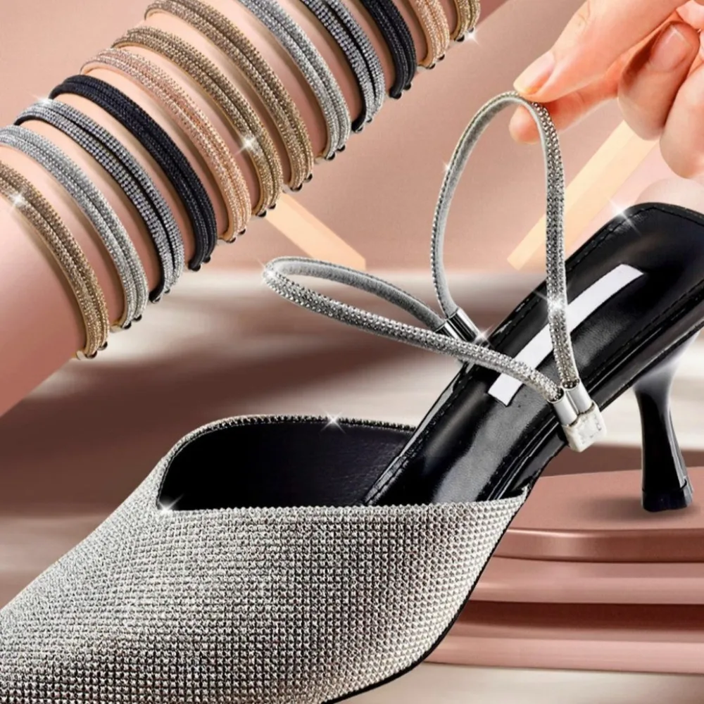 

High Heels Shoes Band Anti-loose for Women Diamond Shoelaces Anti-drop Heel Straps Belt Drill Elastic Fixing Belts Rhinestone