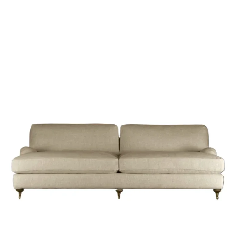 

French country retro home fabric sofa American RH furniture linen modern simple living room three-person sofa