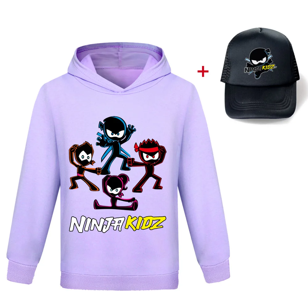 Ninja Kidz Clothes Hoodies Sweater Cotton Sweatshirt Suit Cartoon Set Teenager Boys Girls Clothing Pullover Hip Hop Tops Tshirt