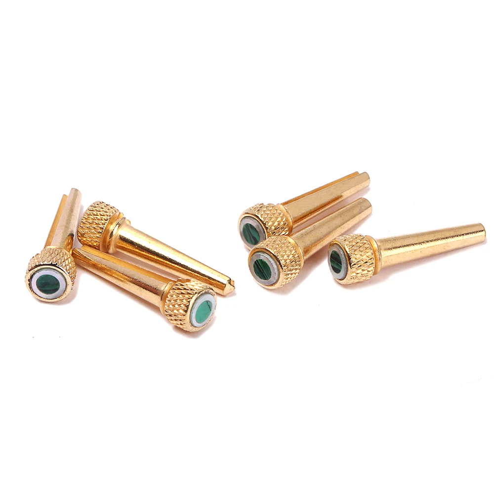 

6 Pcs Golden Stringed Guitar Brass Bridge Pins Inlaid Abalone Dot Spare Parts Accessory