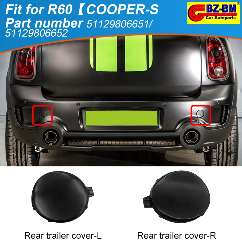 Rear Bumper Trailer Cover Tow Hooks for BMW Mini R60 COOPER S Series 51129806651 51129806652