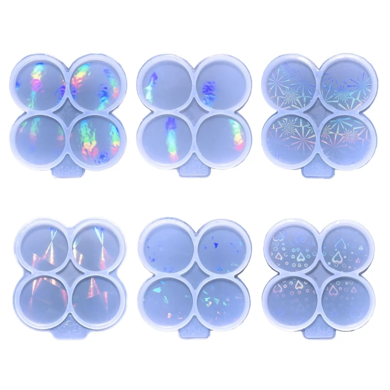 Colorful Holographic Resin Mold Phone Grip Epoxy Molds,Round Silicone Molds for Badge Reel DIY Telephone Stands Design