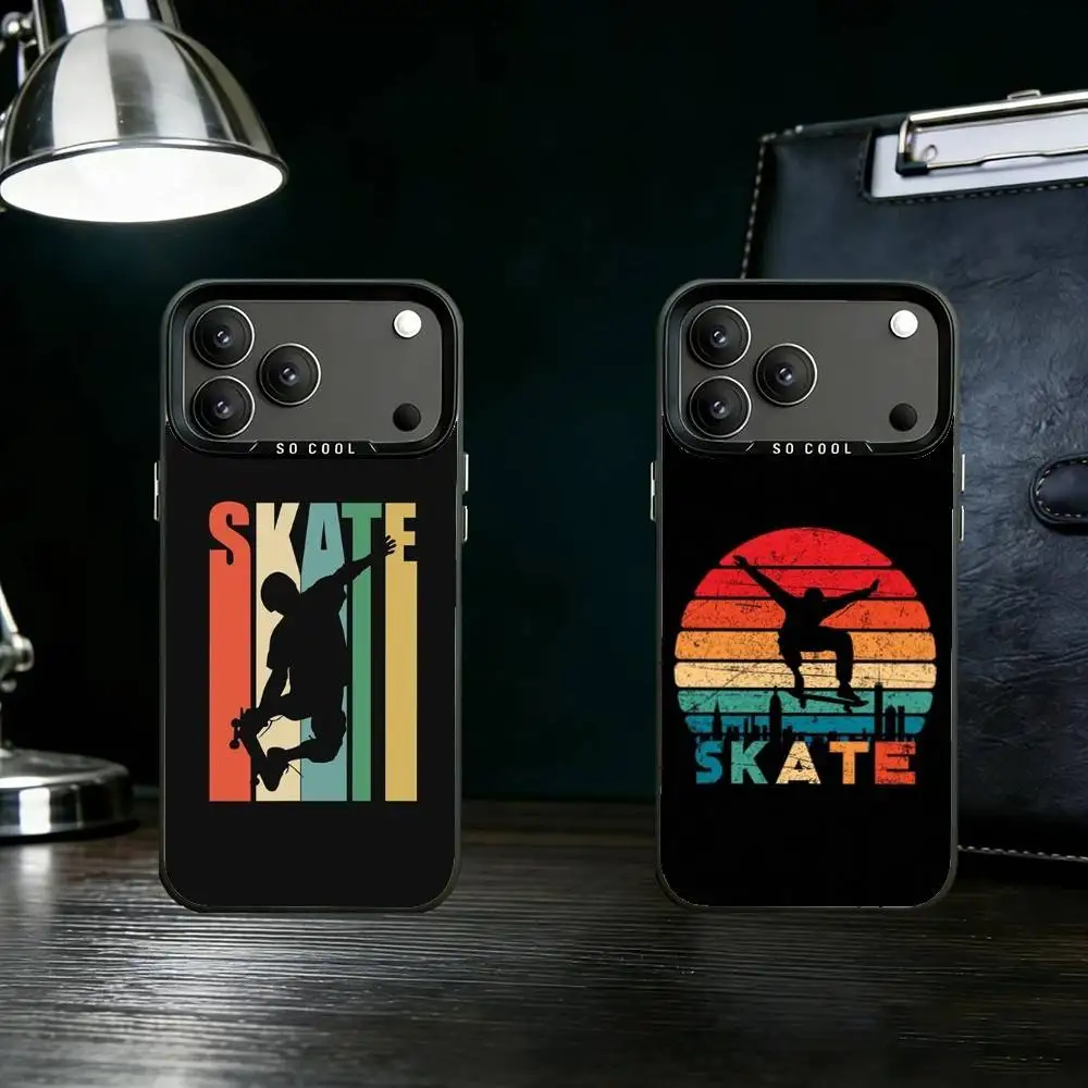 

Cool Skate board Sport Phone Case For iPhone 17 16 15 14 13 12 11 Pro Max Plus Silver Matte Black Cover