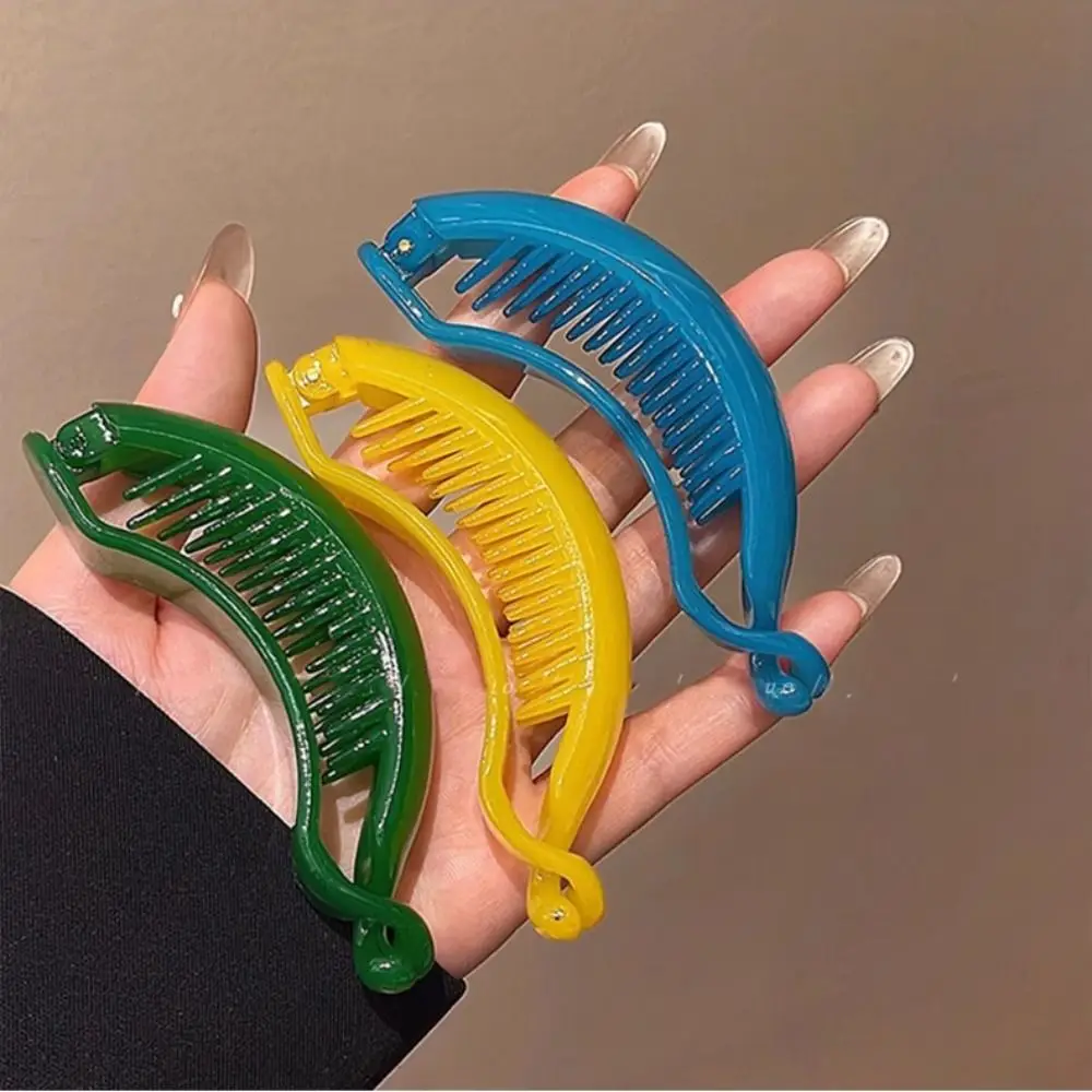 

Cute Korean Style Plastic Banana Clip Hairpin Headwear Vertical Clip Ponytail Holder Hair Claw Korean Hair Clip Girls