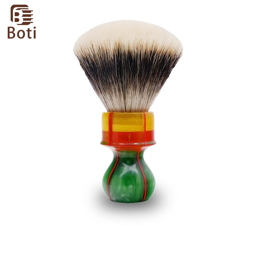 Boti Shaving Brush SHD Captain Three Band Badger Hair and Red Cross Green Handle Beard Brush Gifts for Men Wet Shave Kit