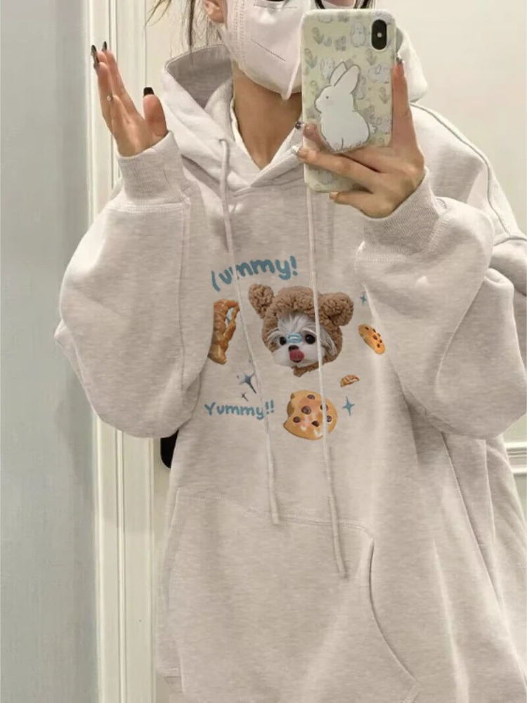 

Autumn Oversized Casual All Match Hoodies Korean Fashion Kawaii Letter Print Sweatshirts Y2k Harajuku Grunge Vintage Hoody Women