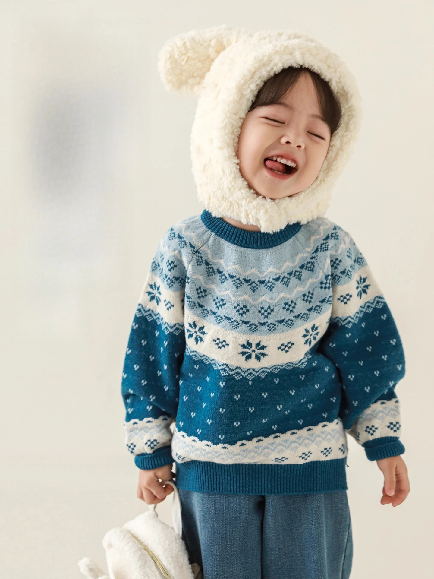 

Girls 2025 Fair Isle Sweater ThermoWeave™ ArcticSilk™ Blend Thermal Holiday Gift Nordic Knit Kids 1-7 Years