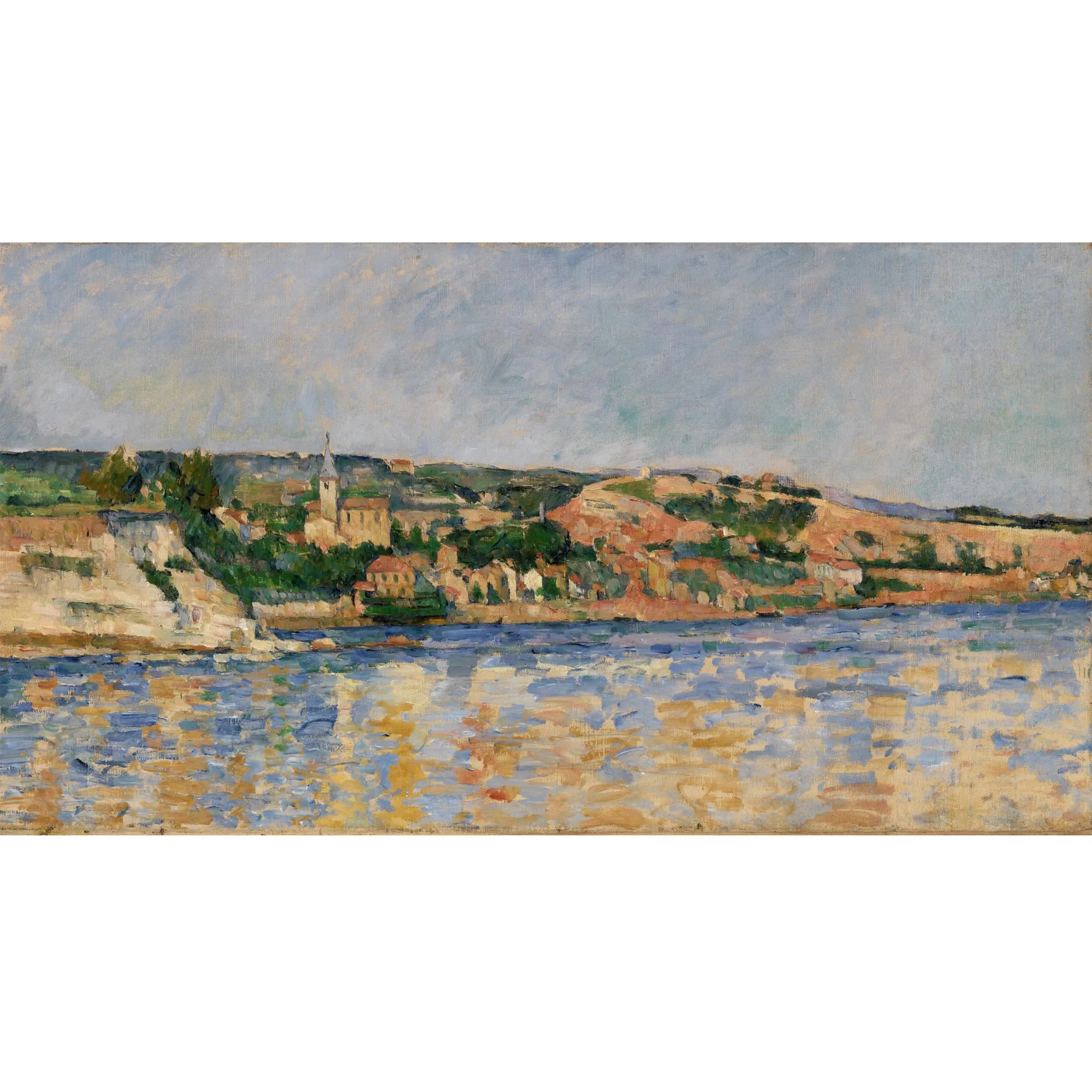 Village at the Water's Edge by Paul Cezanne Hand painted landscape oil painting on canvas Famous oil painting reproduction