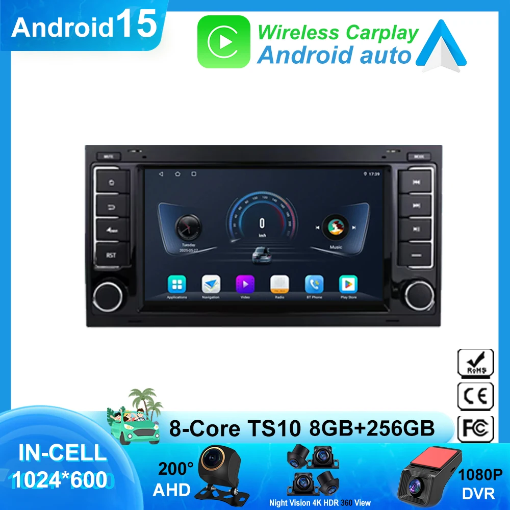 Radio Bluetooth For coche reproductor Android 15 2 DIN Carplay For Touareg T5 Transporter Volkswagen VW 2002-2010 multimedia DVD