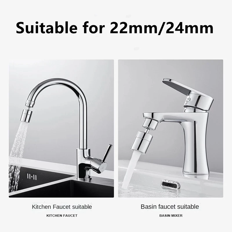 720 Degree Universal Tap Aerator Splash-proof Swivel Water Saving ABS Plastic Faucet Spray Head Wash Basin Tap Extender Adapter