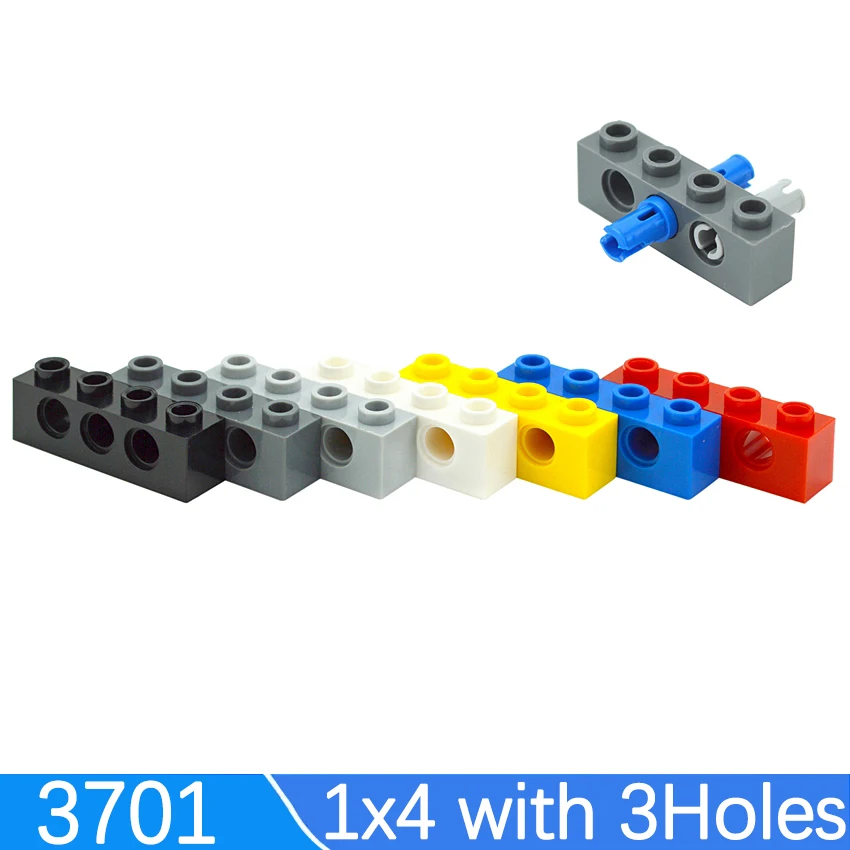 20Pcs MOC Technical Parts Particles Thick Building Blocks 3701 1x4 with 3 Holes Perforated 3701 Bricks Assembles Beams Kid Toys