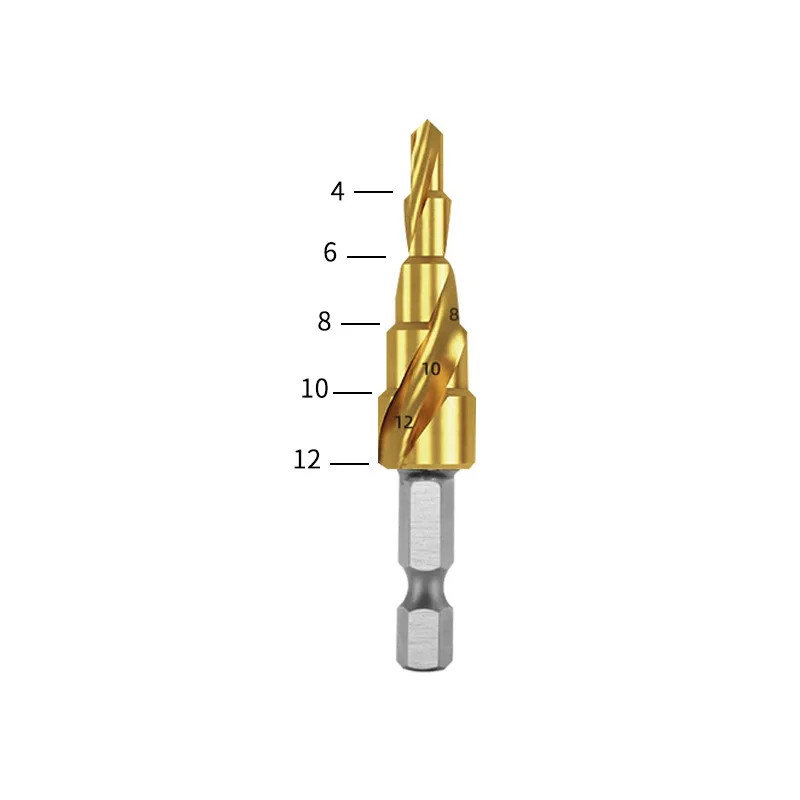 1pc 4-12 mm  HSS Titanium Coated Step Drill Bit for Metal High Speed Steel Wood Drilling Power Tools Hole Cutter Step Cone Drill