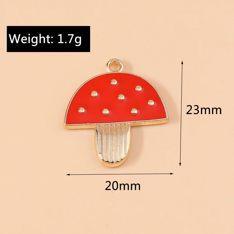 20 Stück 20x23mm Niedliche Emaille-Pilz-Anhänger für Schmuckherstellung, Ohrringe, Halsketten, Armbänder, DIY-Bastelbedarf – Detail 1