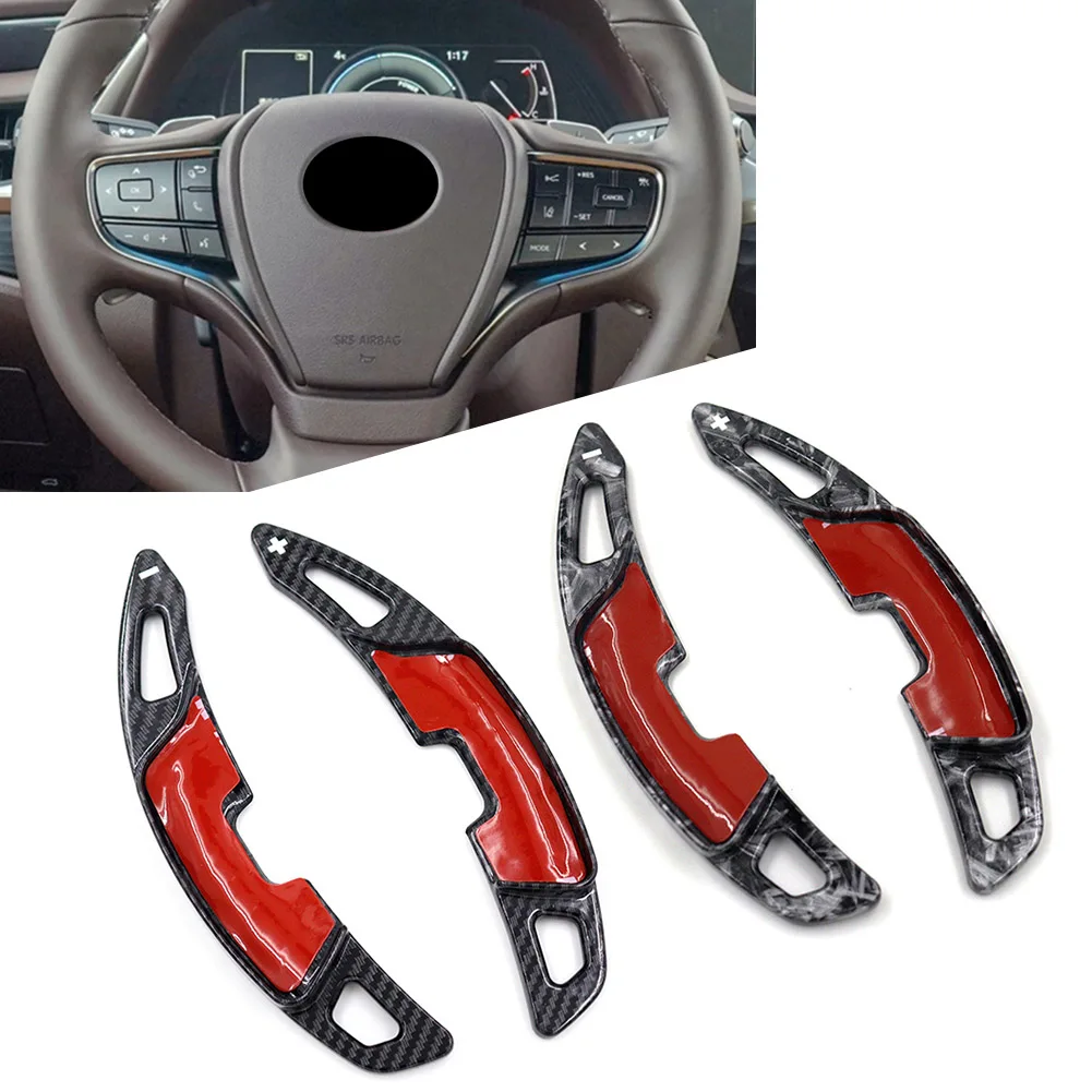 2Pcs Carbon Fiber Car Steering Wheel Shift Paddle Shifter Extension For Lexus ES200 ES260 ES300h 2018 2019 2020 2021