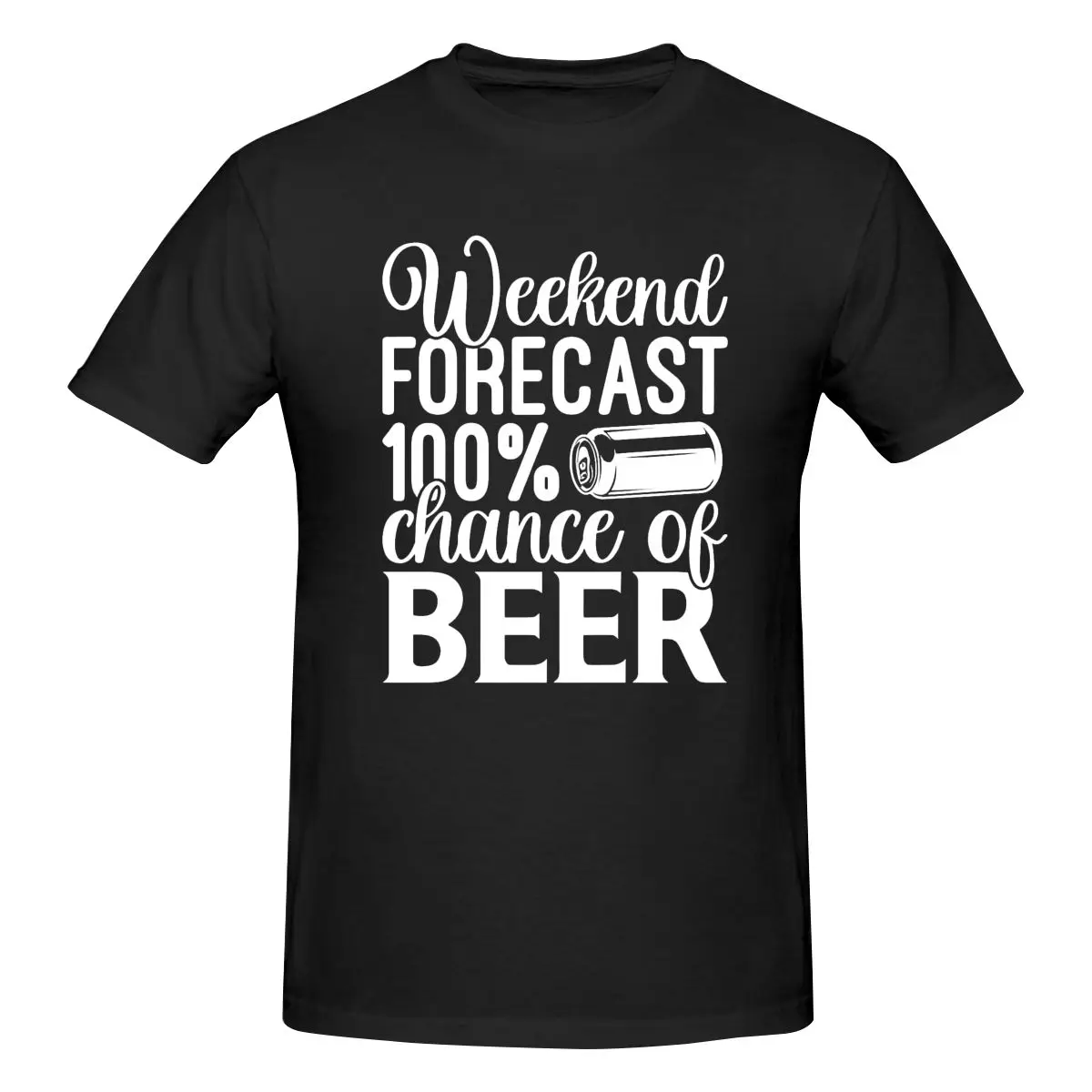 Men's Weekend Forecast 100% Chance Of Beer T-Shirt Regular Fit 100% Cotton Short Sleeve T Shirt Crew Neck Casual Tee Shirt Tops