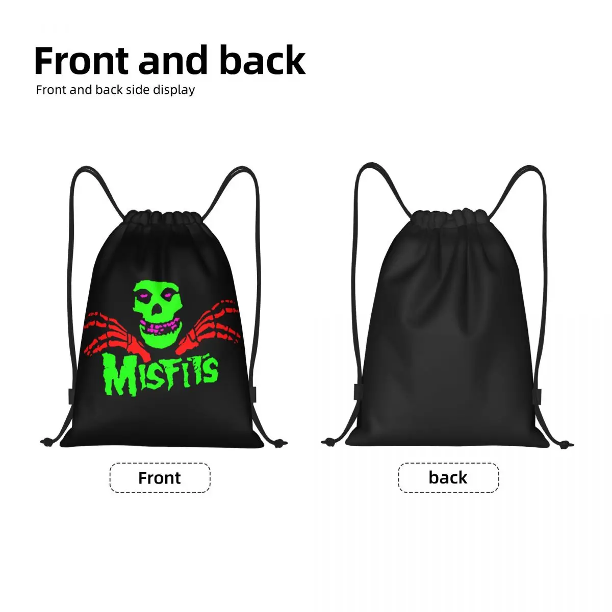 Custom Horror Punk Rock Misfits Skull Drawstring Bag for Training Yoga Backpacks Men Women Sports Gym Sackpack