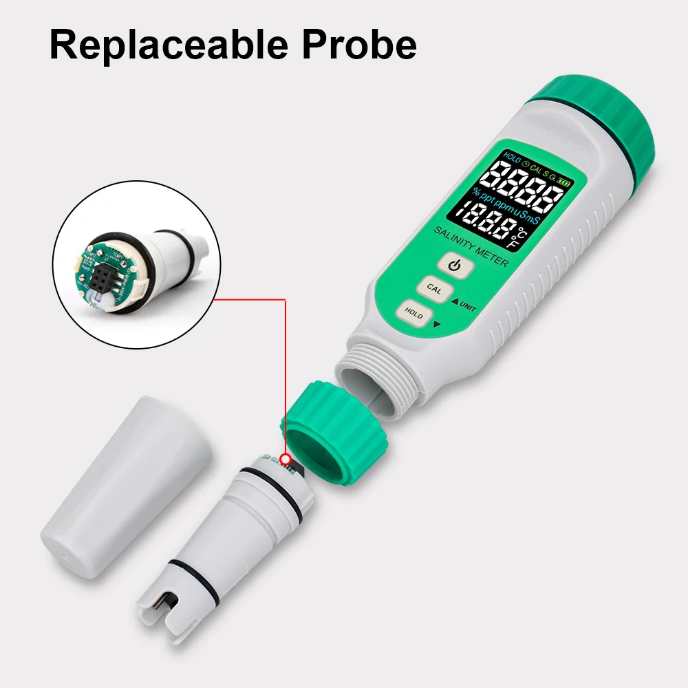 Water Quality Tester Digital Salinity Meter Beverages Salt Content Seawater Quality Monitor  Rechargeable Salinometer Halometer