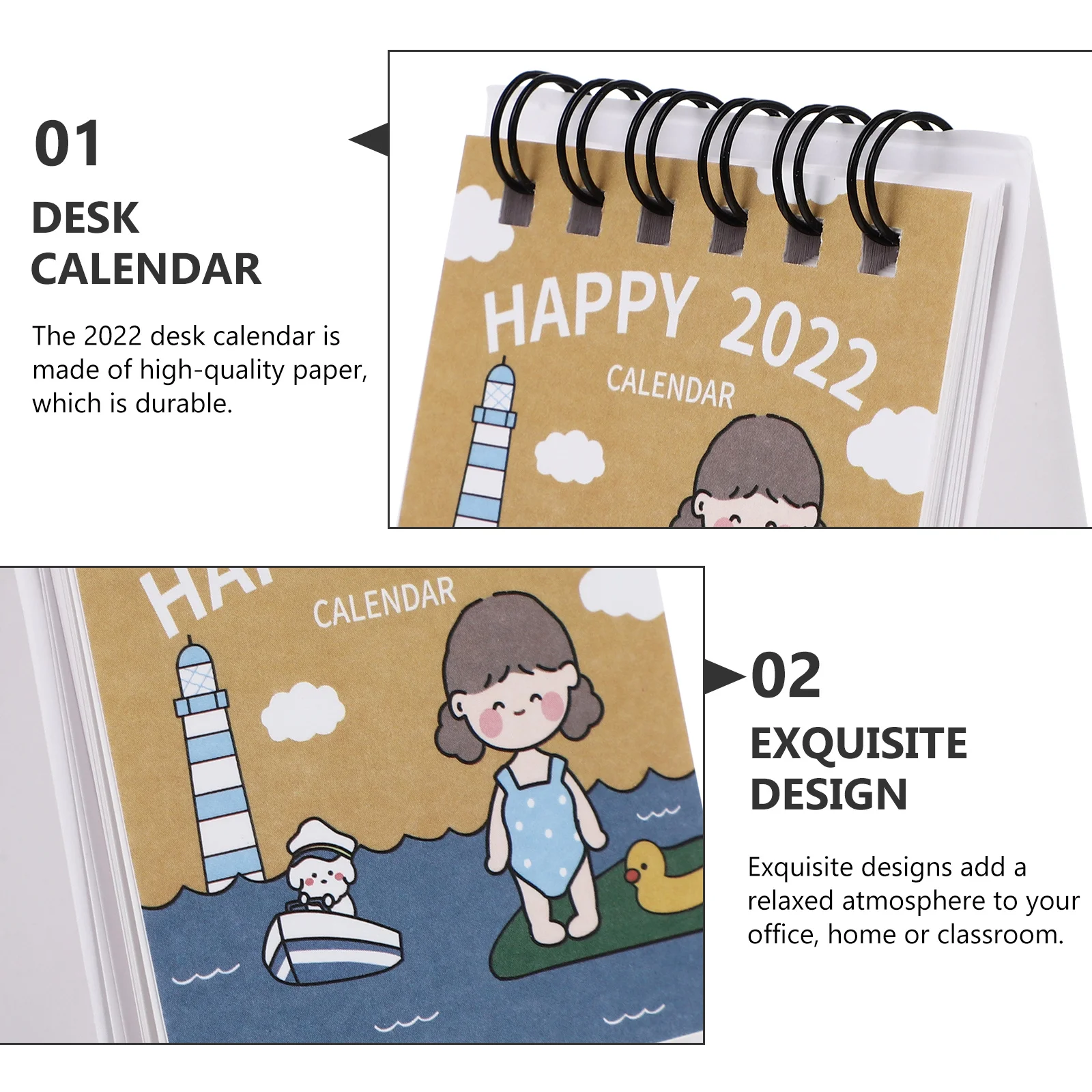 1pc Desktop Mini 2022 Design semplice Calendario di pianificazione del programma per studente in ufficio Anno della tigre Pianificatore mensile Pratico quotidiano