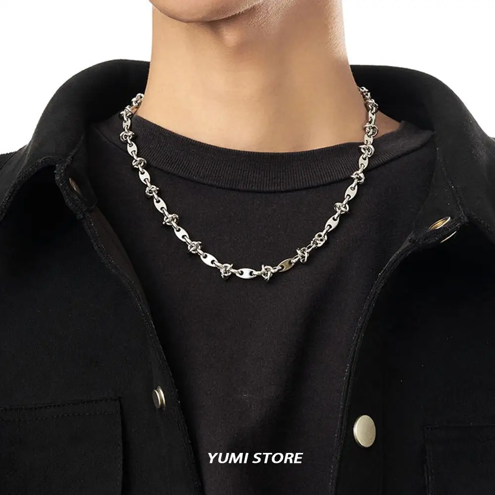 Hip Hop Stainless Steel Splicing Necklace for Man Woman Punk Clavicle Sweater Chain Luxury Unisex Jewelry Accessories Wholesae