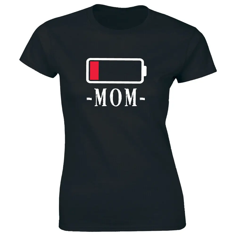 

Low Battery Mom T-Shirt for Women Funny Tired Exhausted Mommy Tee Shirt