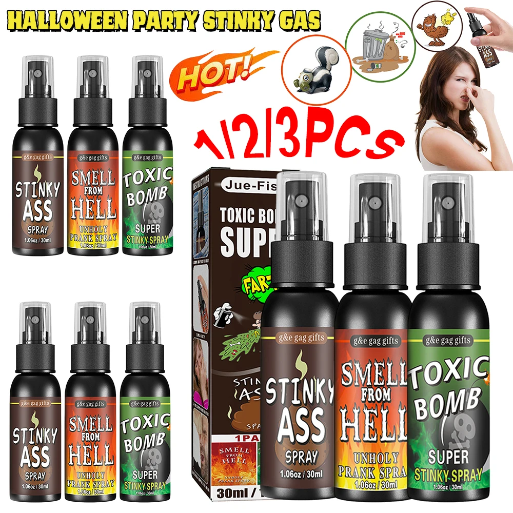 1-3PCS Fart Gag Spray Can Stink Bomb Ass-Smelly Stinky Gas Gag Prank Novelties Toys 30ml Halloween Party Supplies Funny Toys