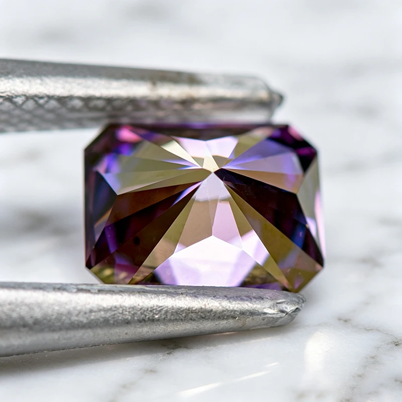 Moissanit-Stein Kaiserlich Lila Radiantschliff Edelstein für Charms Schmuckherstellungsmaterialien Besteht Diamanttester mit Zertifikat – Detail 6