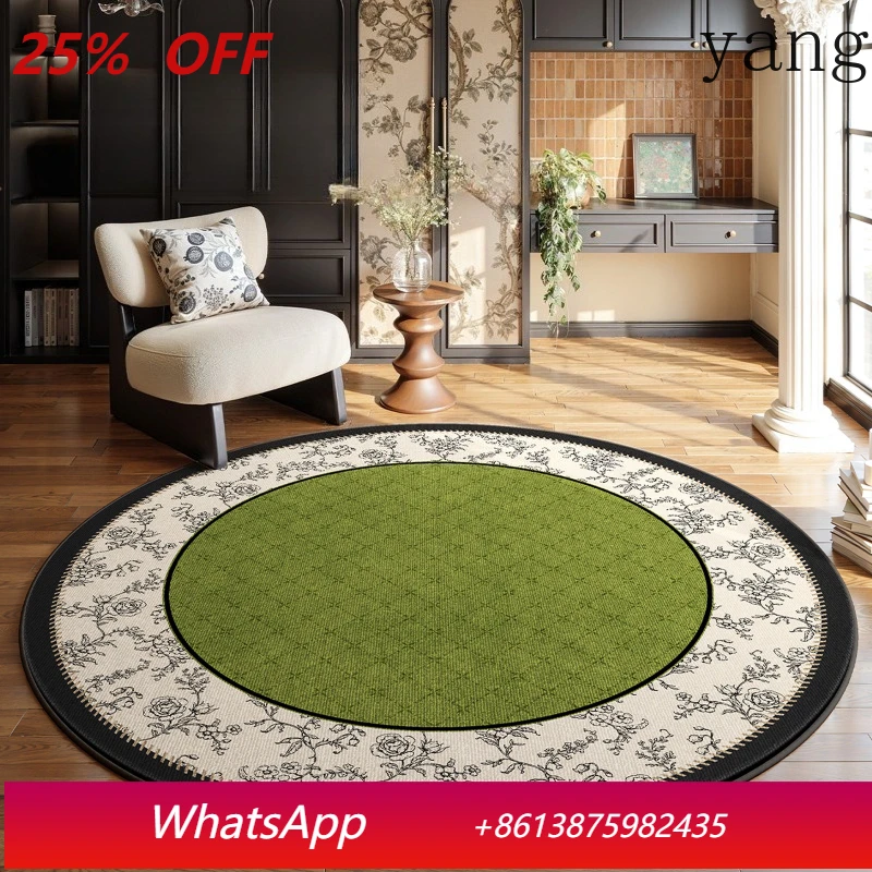

Круглый ковер LTT для гостиной, зеленый, в средневековом французском винтажном стиле, прикроватный коврик для спальни