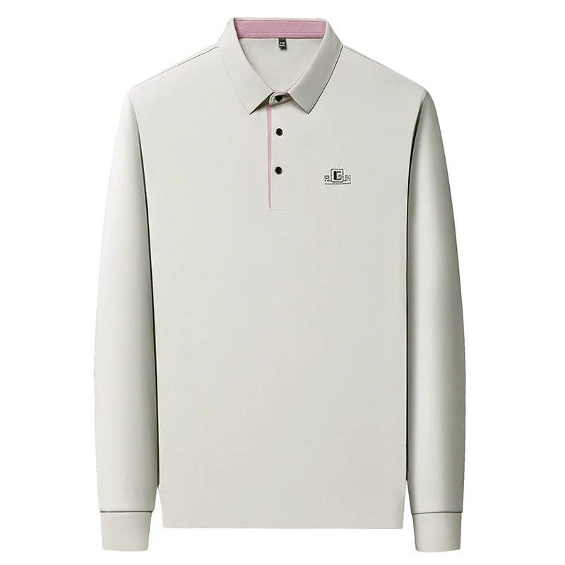 

Осенне-зимняя футболка с длинными рукавами и лацканами, деловая повседневная мужская рубашка-поло среднего и молодого возраста, трендовая