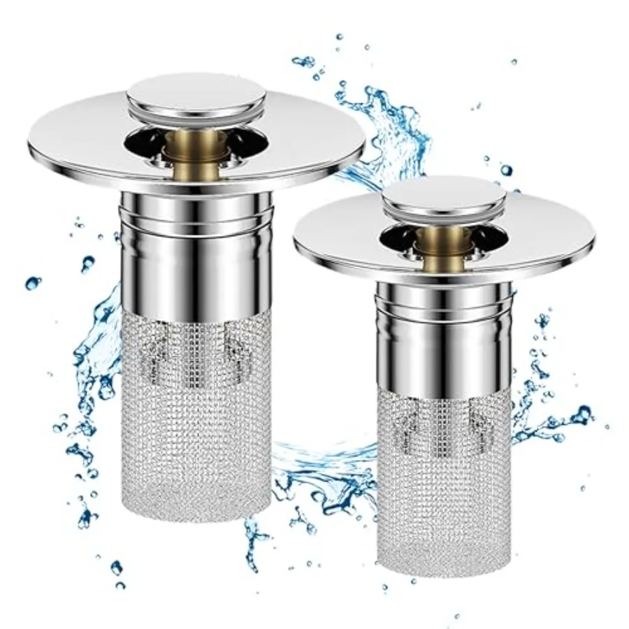 

Bathroom Sink Drain Stopper for US Universal Replacement, Pop Up Drain for Bathroom Sink with Stainless Steel Filter Basket Hai